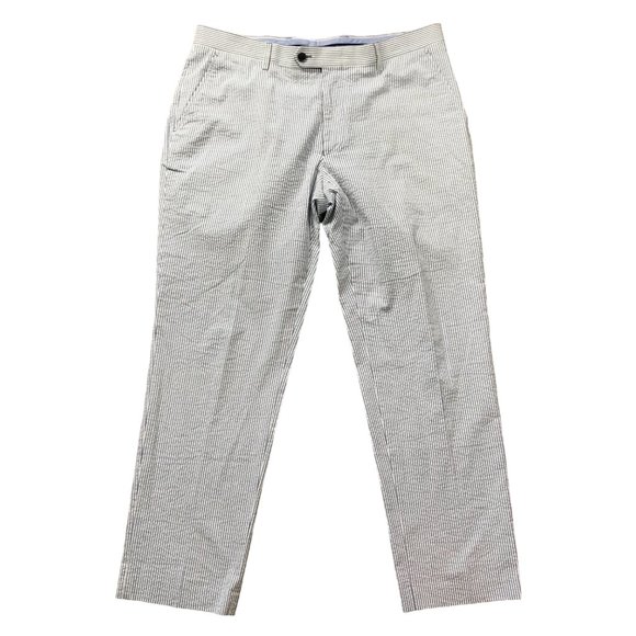 Tommy Hilfiger Other - Tommy Hilfiger Mens Seersucker Dress Pants Blue White Striped Cotton Blend 36X30